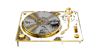 Gold turntable representing DJ culture